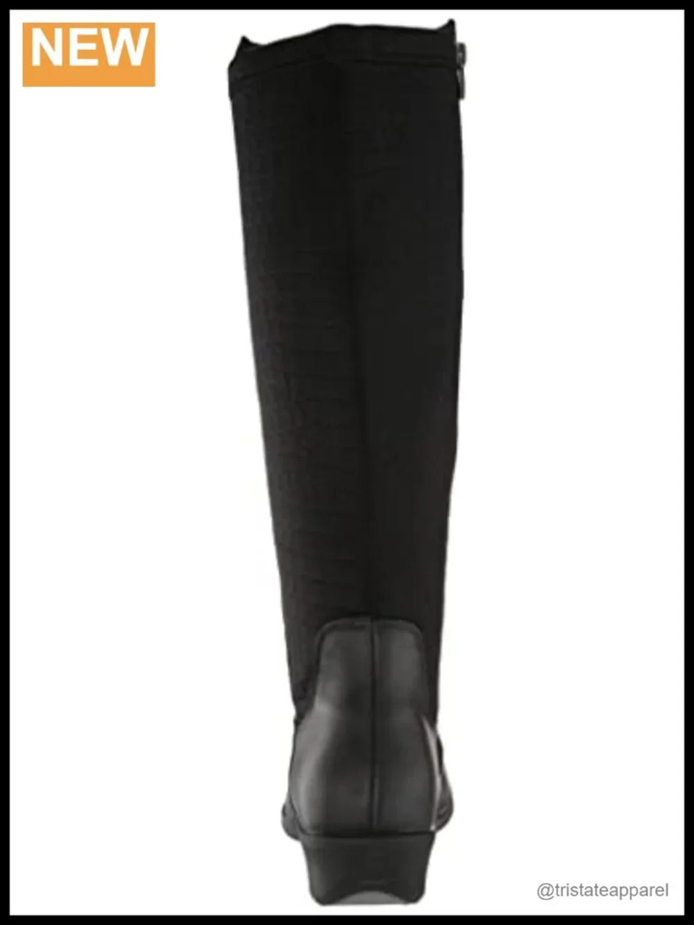 Women's Knee High Boots Leather Snow Boots Wedge Heel Zip